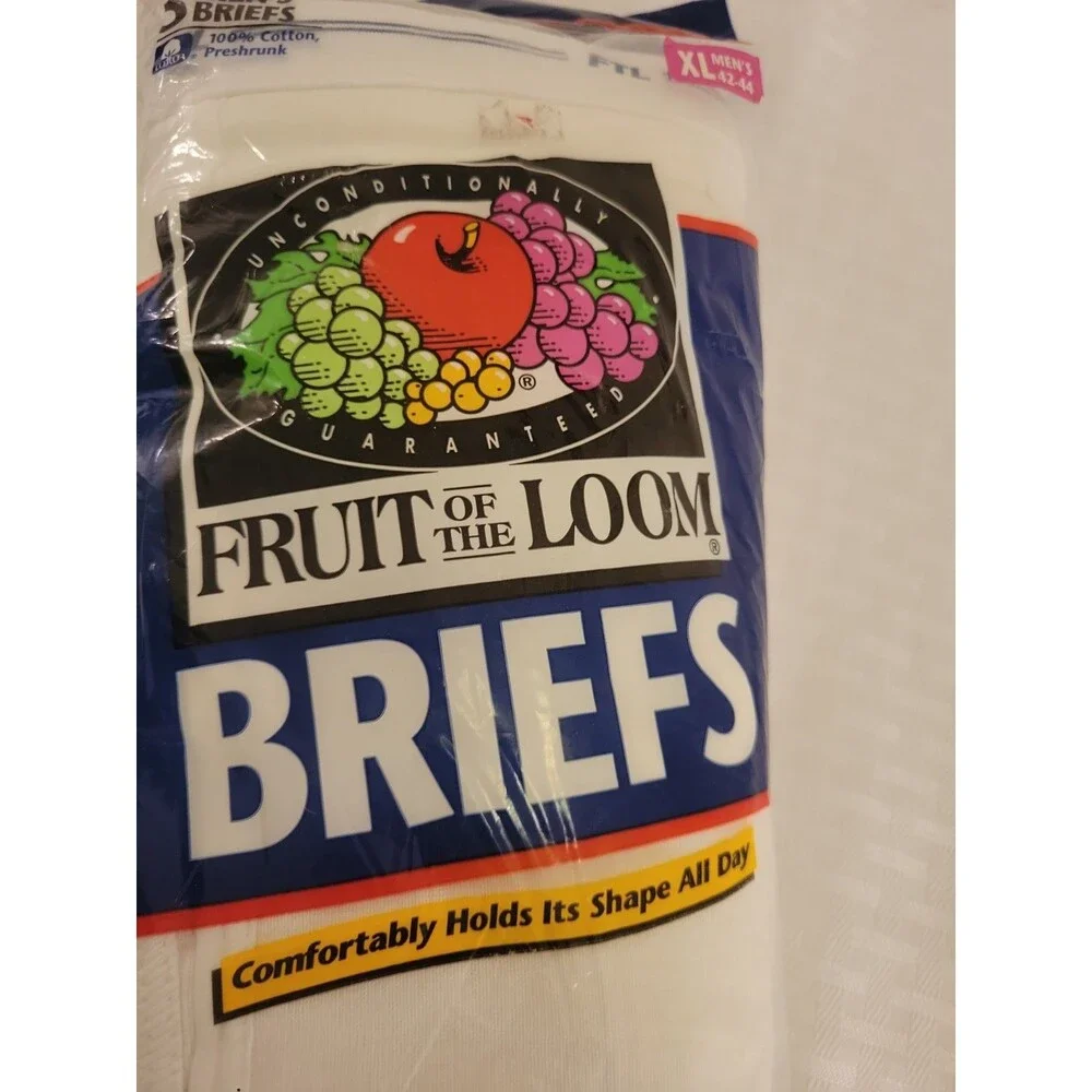 NWT VTG Deadstock Fruit of The Loom 3 Pack Mens White Briefs Size Large 1996